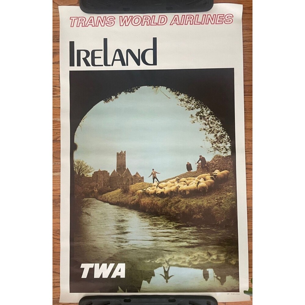Large Vintage TWA Ireland Travel Poster 45x30"